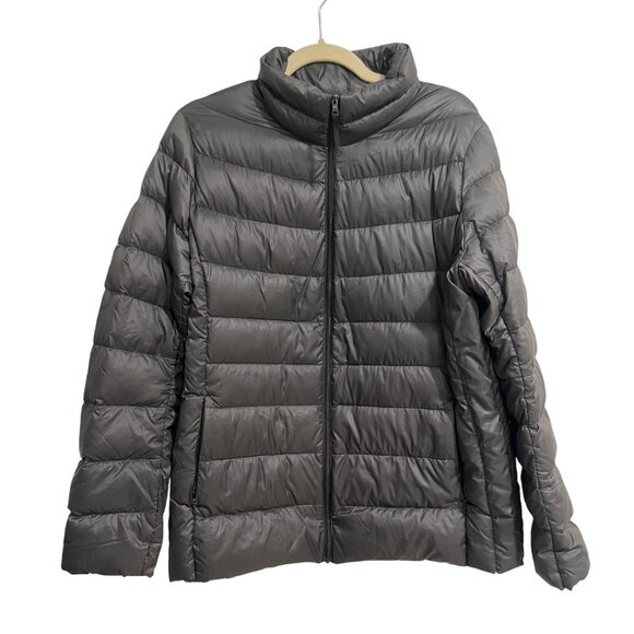 Uniqlo Womens Down Puffer Jacket Lightweight Insulated Packable Taupe Size XL - Picture 1 of 8